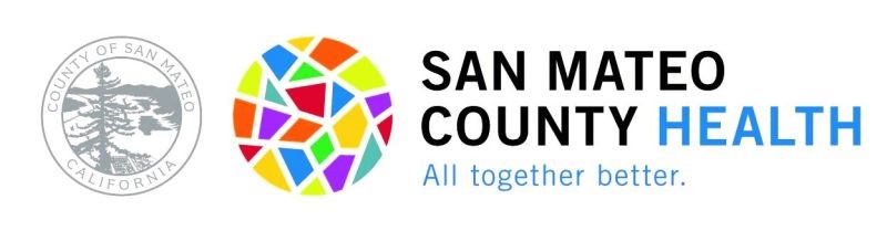 Logo featuring the seal of San Mateo County, a colorful mosaic, and the text 